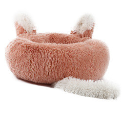 Cute Soft Plush Donut Pet Bed Cushion With Ear Tail