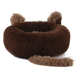 Cute Soft Plush Donut Pet Bed Cushion With Ear Tail