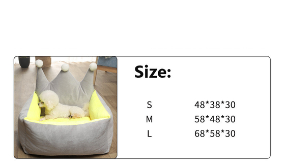 Short Plush Pink Grey Yellow Princess Dog Bed With Crown Shape